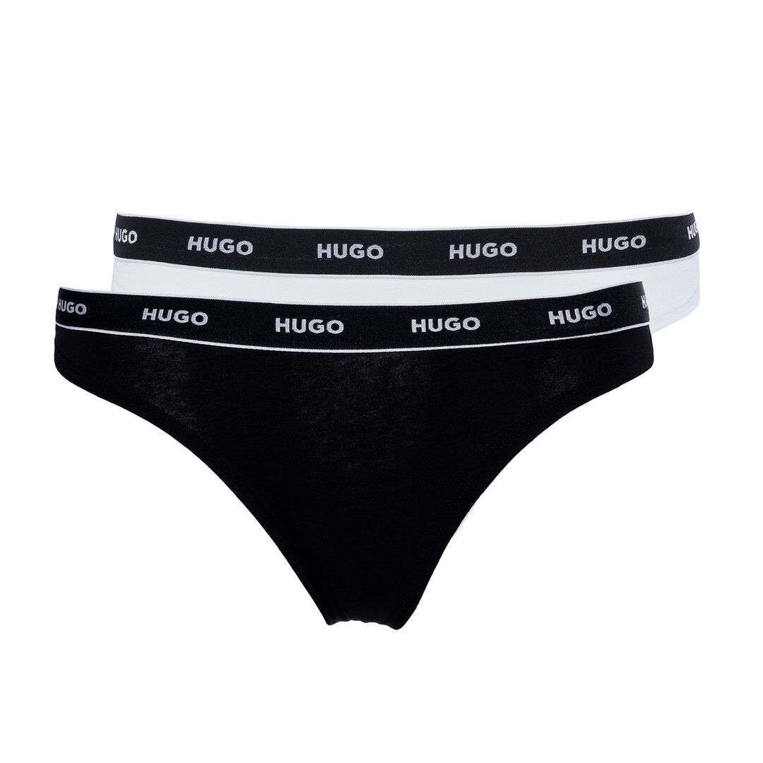 Женские трусы HUGO Triplet Thong Stripe цвет черно-белый
