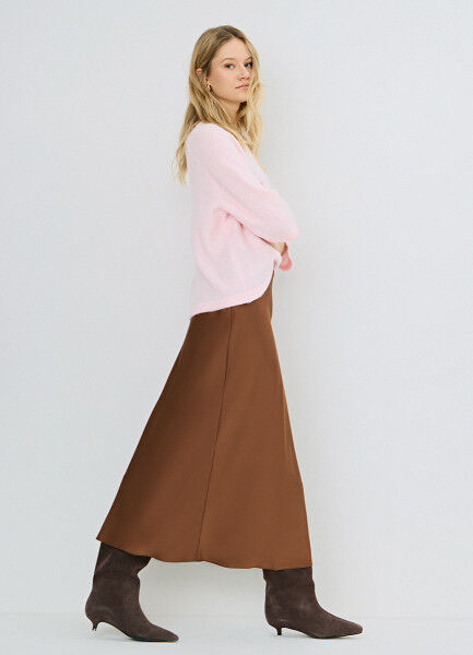 Сатиновая юбка А-силуэта, Оранжевый O`Stin